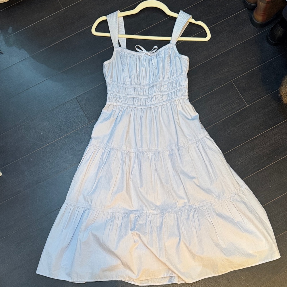 Sunday Best Sky Blue Tiered Midi Dress